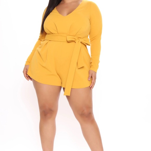 Fashion Nova Pants - Fashion Nova Honey Girl Romper - Mustard